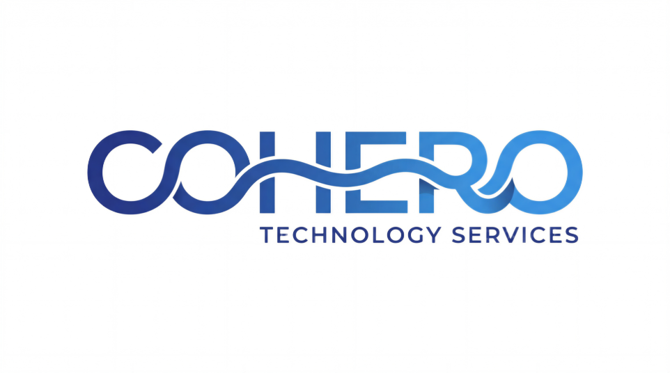 Abstract background with dark navy and blue geometric shapes, representing Cohero's cybersecurity services for Australian aged care providers.